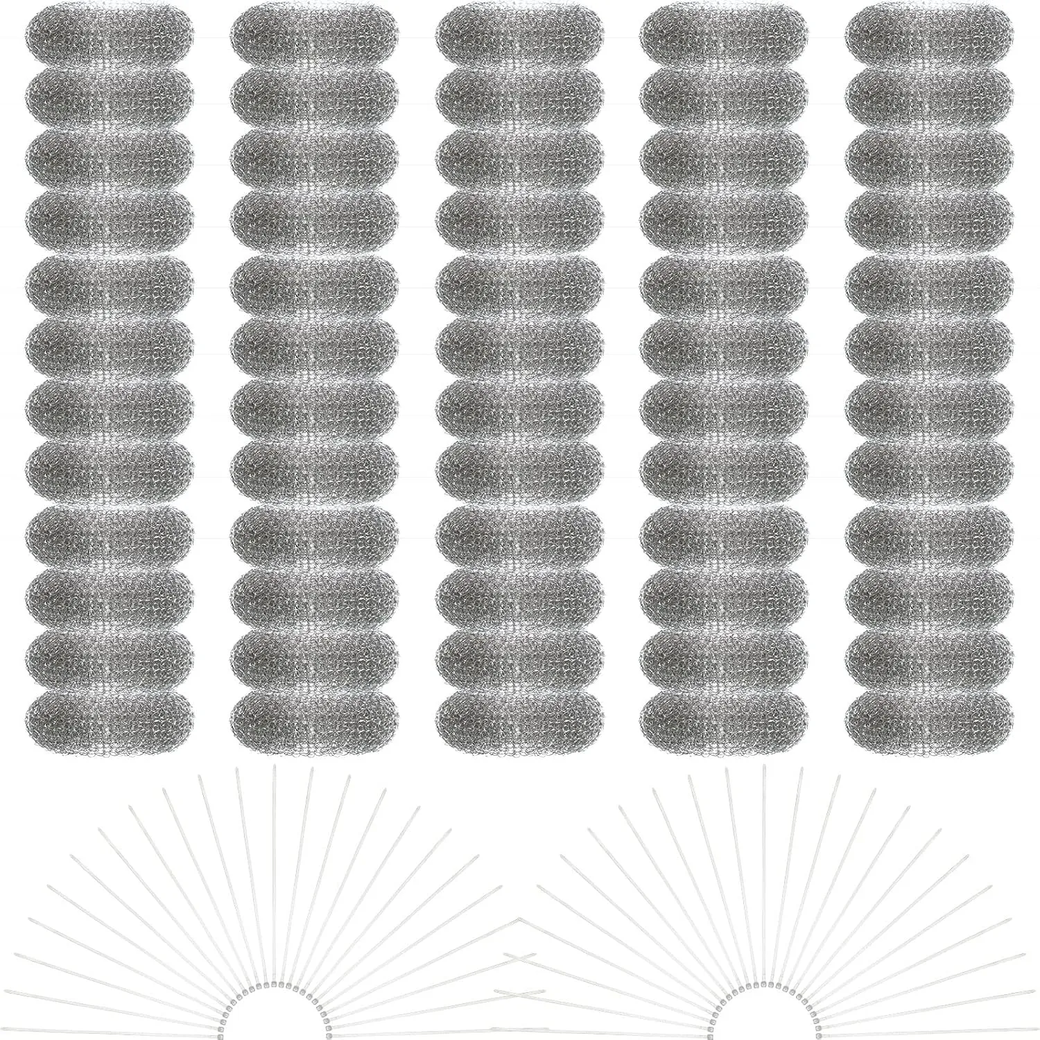 60 Pieces Washing Machine Lint Traps with 60 Cable Ties, Rust-Proof Stainless Steel Lint Traps Laundry Mesh Hose Filter Screen Catcher for Washing Machine Discharge Hoses