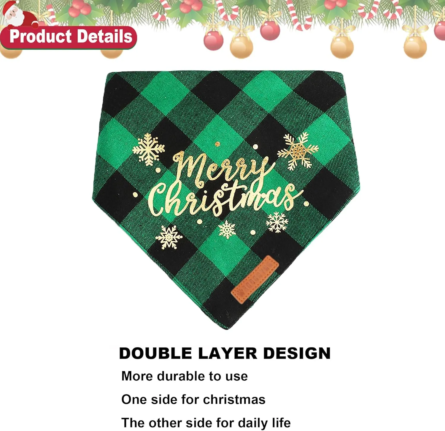 ADOGGYGO 2 Pack Christmas Dog Plaid Bandana Triangle Bib Set Pet Christmas Bandanas Scarf Accessories for Large and X-Large Dogs Pets (X-Large)