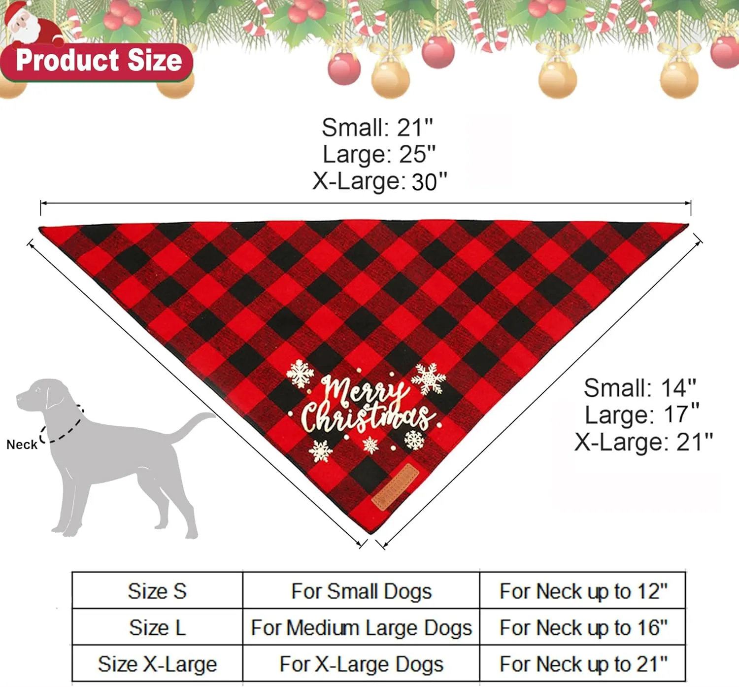 ADOGGYGO 2 Pack Christmas Dog Plaid Bandana Triangle Bib Set Pet Christmas Bandanas Scarf Accessories for Large and X-Large Dogs Pets (X-Large)