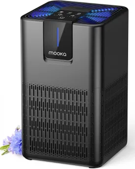 Air Purifiers for Home Large Room Up to 1250 Ft,MOOKA H13 HEPA Air Purifier for Pets Dust Odor Smoke,Aromatherapy Function,Air Cleaner with 15dB Quiet Sleep Mode for Bedroom Office Living Room,Black