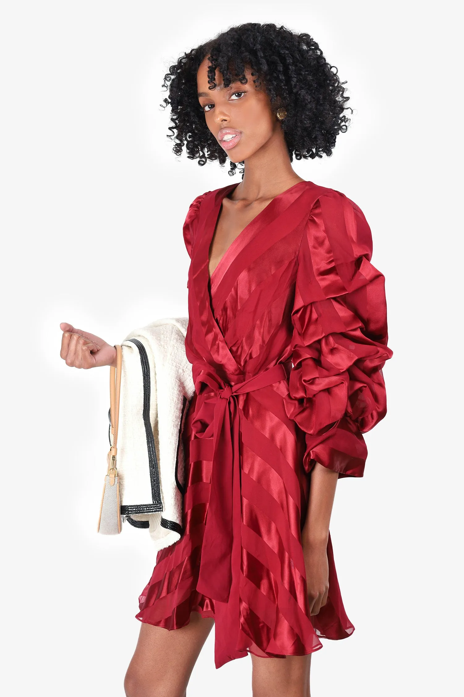 Alice   Olivia Red Puff Sleeve Holiday Dress Size 0