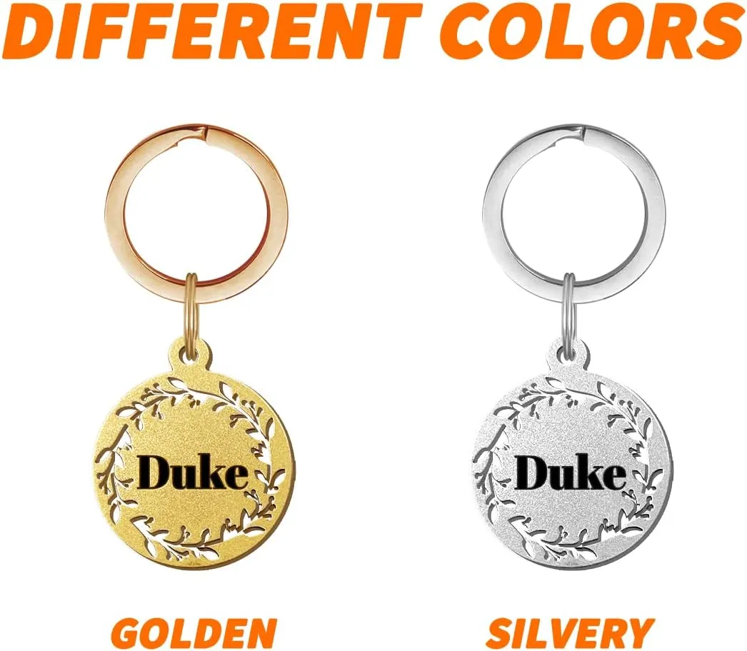 Brass Dogs Tags Stylish Personalized Double Sided Deep Engraved Cat & Dog Round Garland Shape Small
