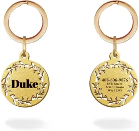 Brass Dogs Tags Stylish Personalized Double Sided Deep Engraved Cat & Dog Round Garland Shape Small