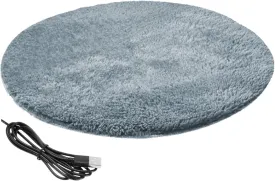 Cat Heating Pad Round 15.7 Inch USB Heated Cat Bed with 82.4 F Constant Temperature Waterproof  Scratch-Resistant Winter Pet Heating Pad for Small Pets Silver Grey