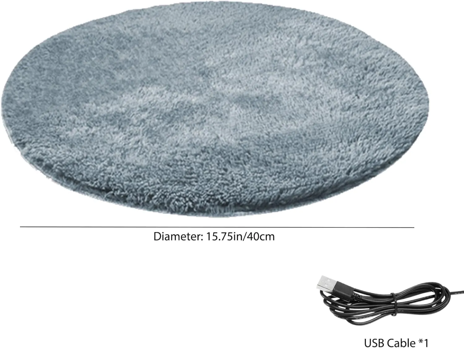 Cat Heating Pad Round 15.7 Inch USB Heated Cat Bed with 82.4 F Constant Temperature Waterproof  Scratch-Resistant Winter Pet Heating Pad for Small Pets Silver Grey