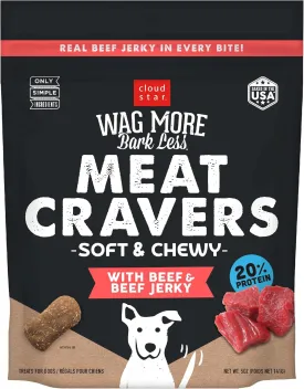 Cloud Star Wag More Bark Less Meat Cravers Soft Chews Dog Treats, Beef 5 oz. Bag