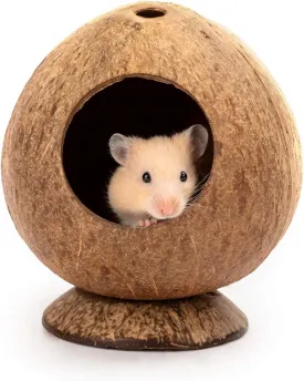 Coconut Hut Hamster House Bed for Gerbils Mice Small Animal Cage Habitat Decor