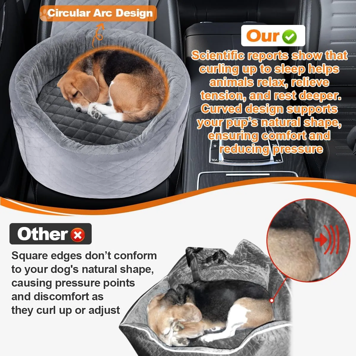 Dog Booster Car Seats for Small Medium Dogs, Fits Dogs Under 19", 28D High-Density Memory Foam with Waterproof Cover, Pet Travel Bed with Storage Pockets, Blanket, Dog Safety Belt