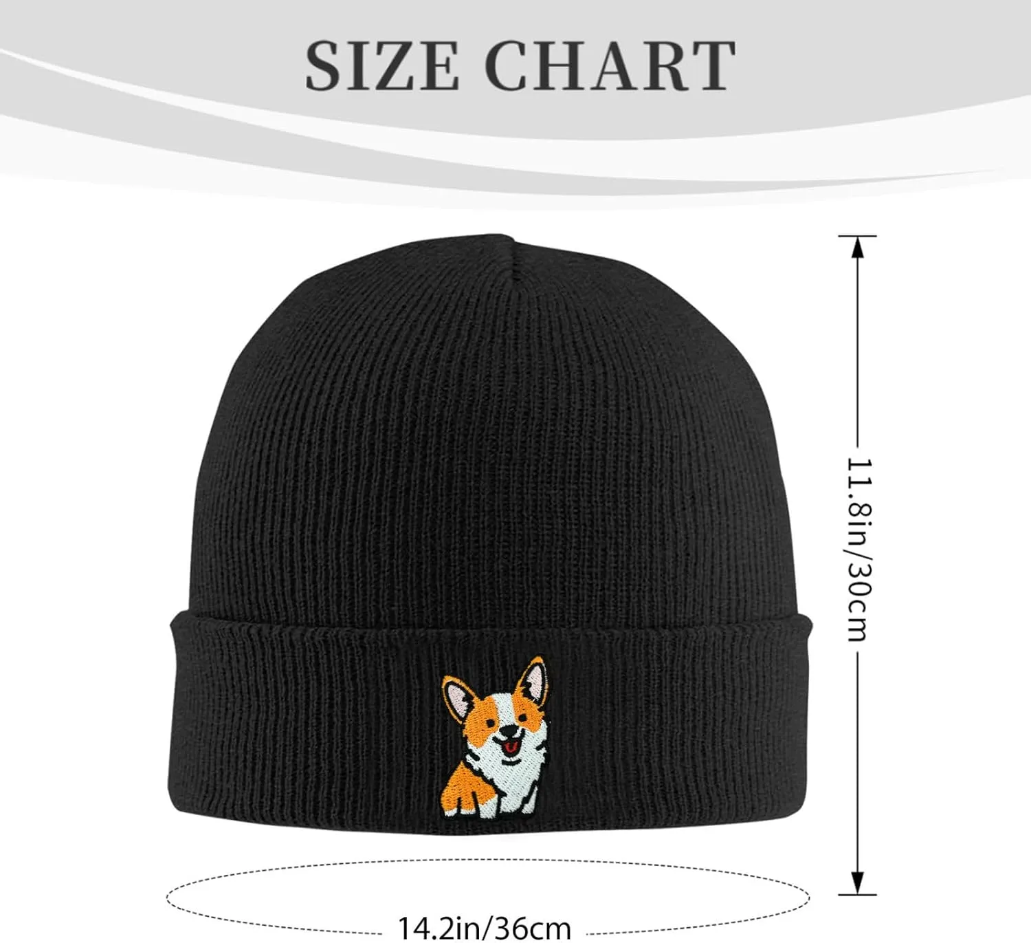 Dog Embroidery Beanie Hat Unisex Knit Cuffed Cap Women Men Gift