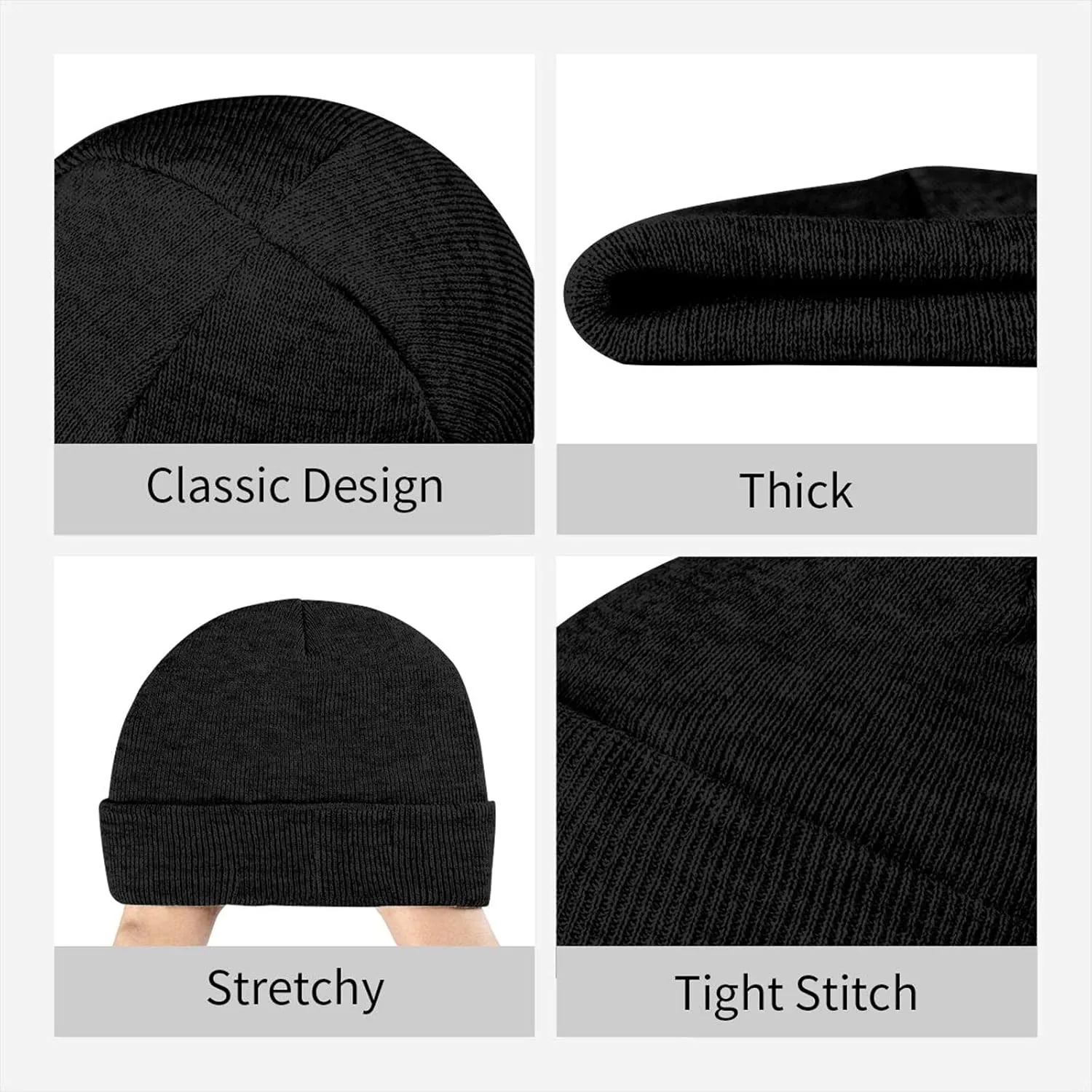 Dog Embroidery Beanie Hat Unisex Knit Cuffed Cap Women Men Gift