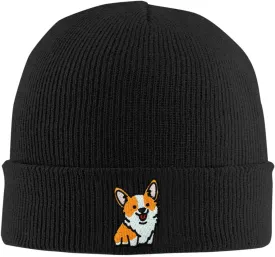 Dog Embroidery Beanie Hat Unisex Knit Cuffed Cap Women Men Gift