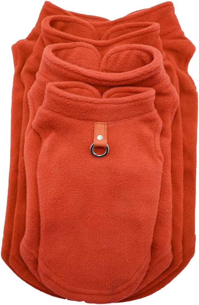 Dog Fleece Vest Soft Winter Jacket Sweater with D-Ring Leash Cold Weather Coat Hoodie for Small Medium Large Dogs Red Large