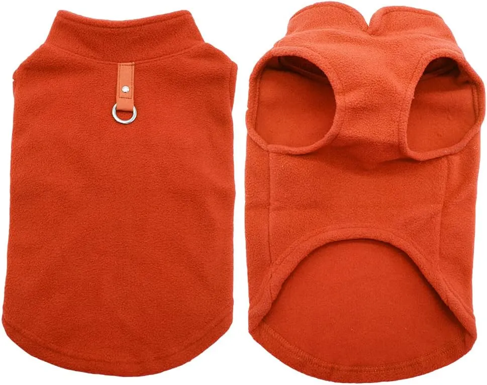 Dog Fleece Vest Soft Winter Jacket Sweater with D-Ring Leash Cold Weather Coat Hoodie for Small Medium Large Dogs Red Large