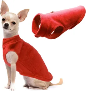 Dog Fleece Vest Soft Winter Jacket Sweater with D-Ring Leash Cold Weather Coat Hoodie for Small Medium Large Dogs Red Large