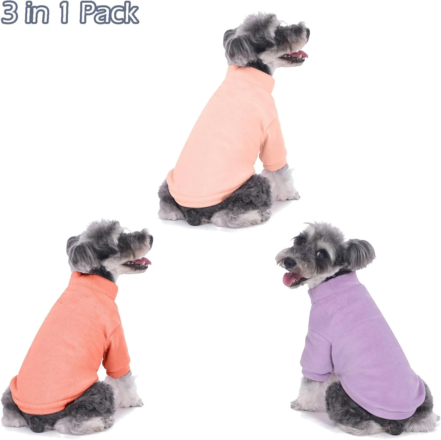 Dog Sweater, 3 Pack Dog Sweaters for Small Dogs Girl Boy, Ultra Soft Warm Puppy Clothes Dog Coat for Winter (Rose Lt Pink Lt Purple, Small)