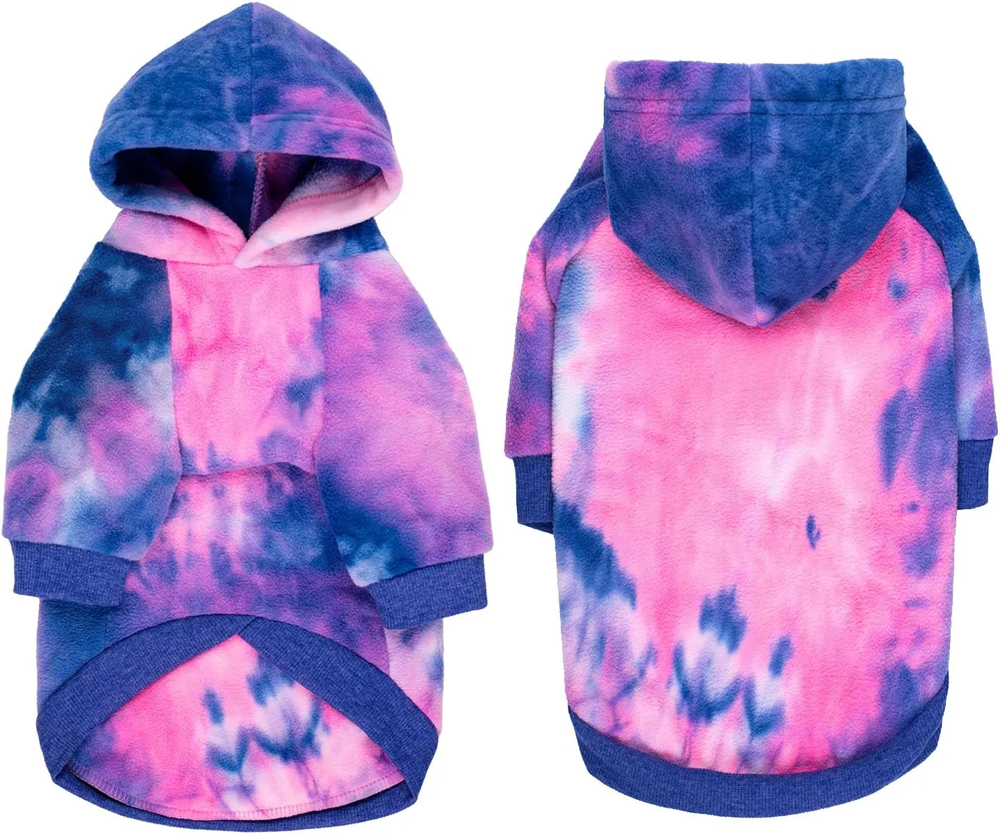 Dog Tie Dye Hoodie, Dog Winter Clothes, Pet Hooded Sweatershirt Pullover, Dog Coat Apparel for Small Medium Large Dogs(Blue Pink,8XL-Chest 38'')