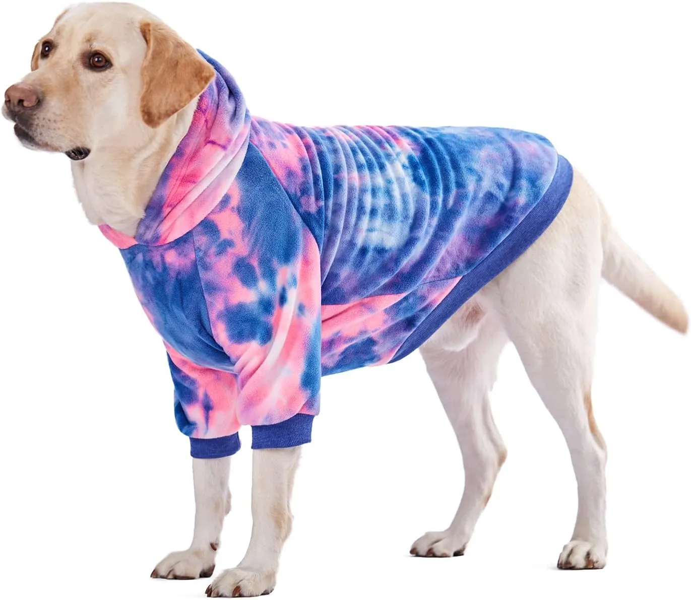 Dog Tie Dye Hoodie, Dog Winter Clothes, Pet Hooded Sweatershirt Pullover, Dog Coat Apparel for Small Medium Large Dogs(Blue Pink,8XL-Chest 38'')
