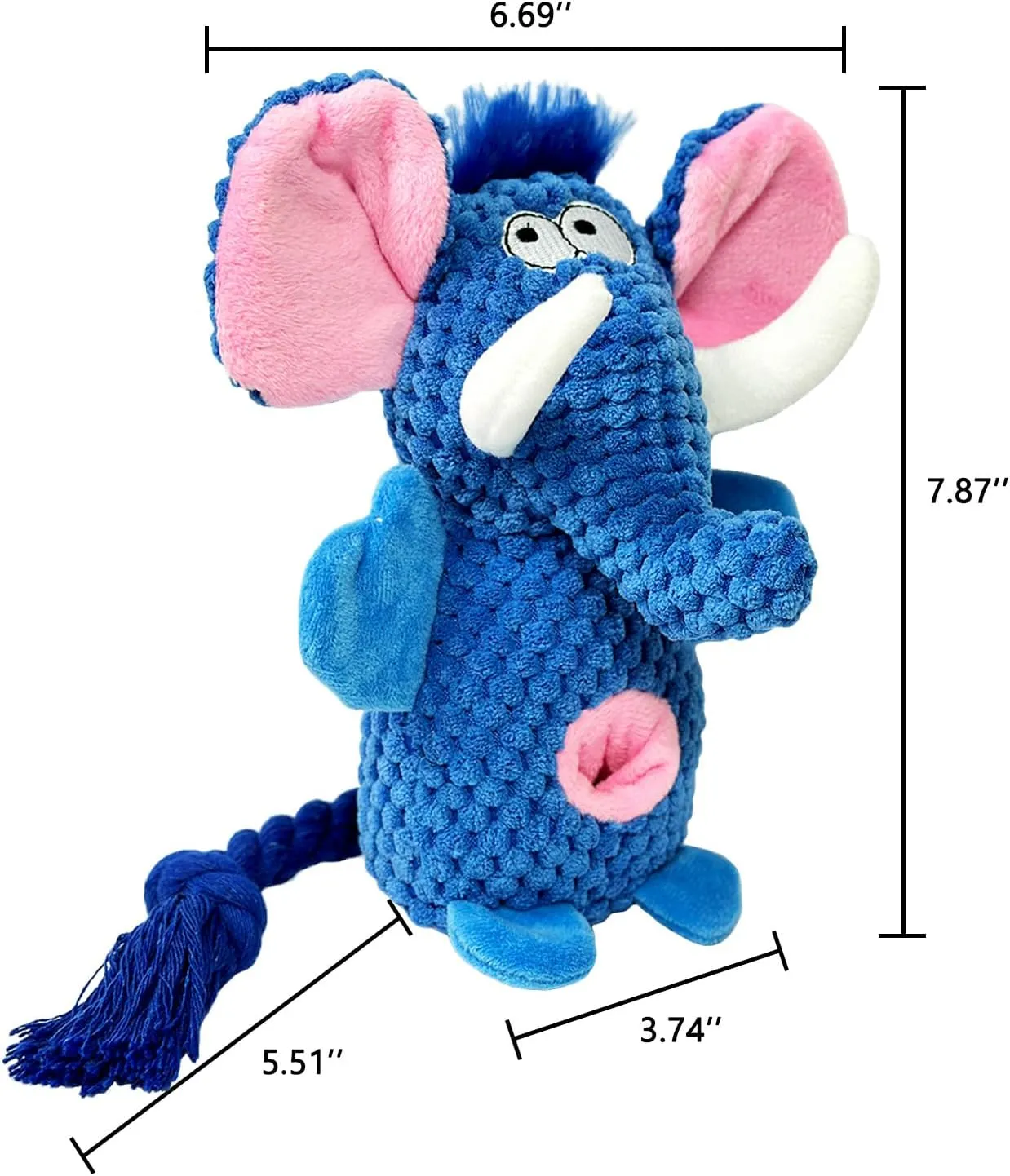 Dog Toys Puppy Toys Cute Pet Toys Squeaky Elephant Dog Toy with Crinkle Paper Plush Dog Stuffed Animals Chew Toy with Cotton Rope Dog Toys to Keep Them Busy for Small Medium Large Dogs (Blue)