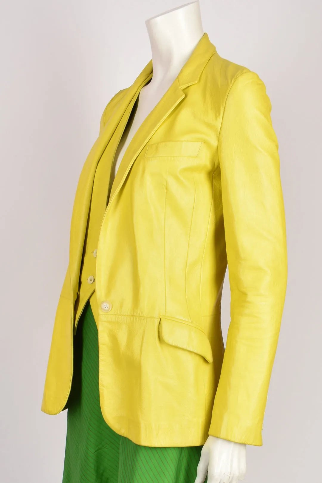 DOLCE & GABBANA YELLOW LEATHER 2 PIECE XS-S