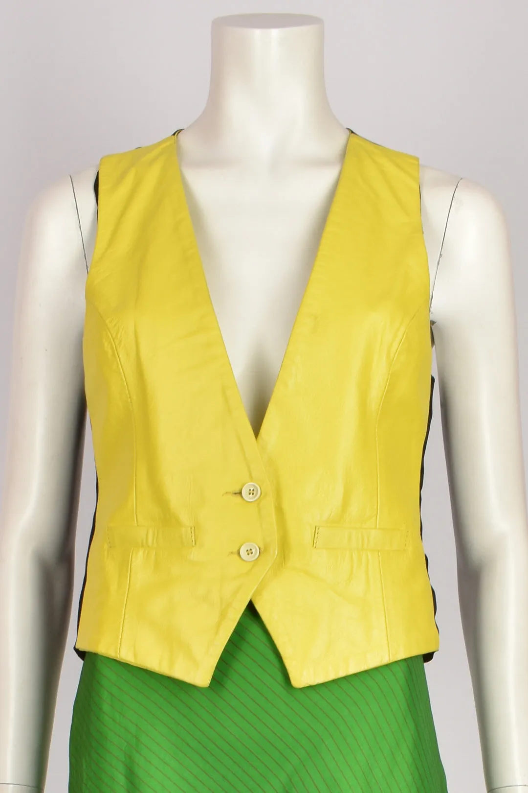 DOLCE & GABBANA YELLOW LEATHER 2 PIECE XS-S