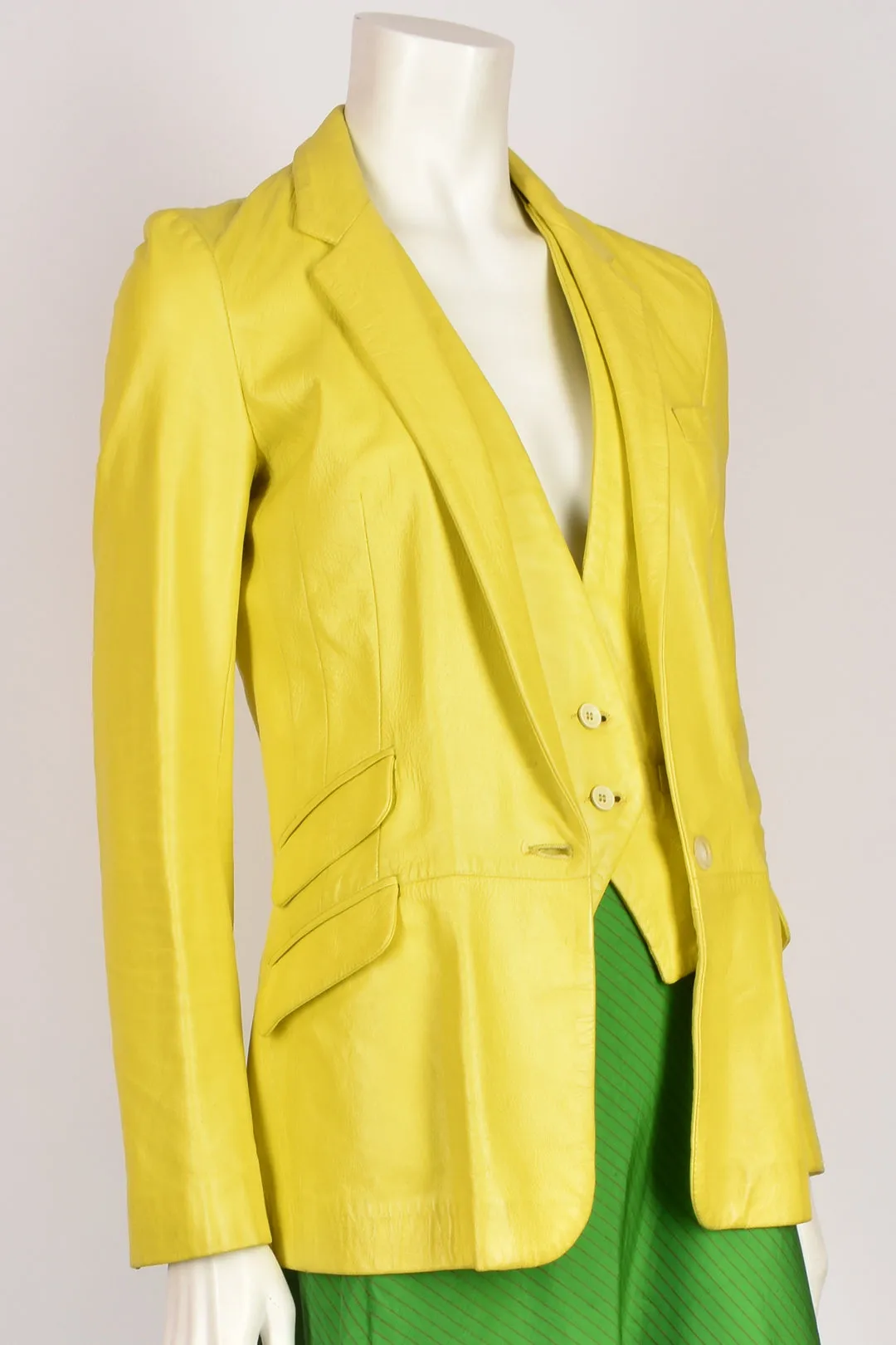 DOLCE & GABBANA YELLOW LEATHER 2 PIECE XS-S