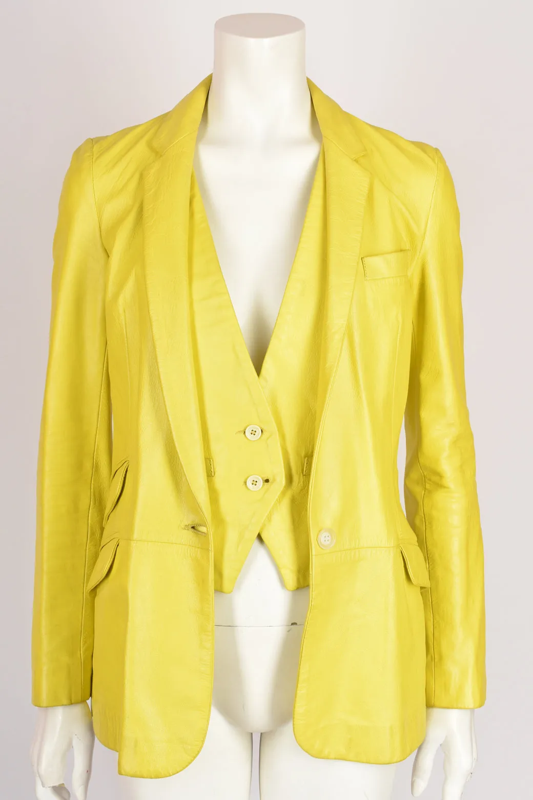 DOLCE & GABBANA YELLOW LEATHER 2 PIECE XS-S
