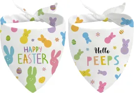 Easter Dog Bandanas 2 Pack, Adjustable Colorful Bunnies Eggs Triangle Easter Dog Outfits Reversible Dog Costume for Small Medium Large Dogs