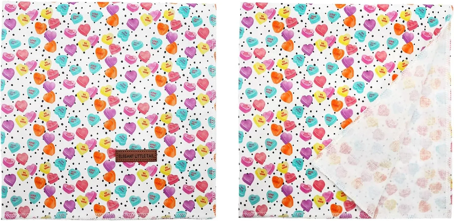 Elegant little tail Dog Bandana, Valentine's 1PC Washable Dog Scarf Female or Male Square Dog Bib Kerchief Scarf Adjustable Pet Bandana for Medium Large Dogs