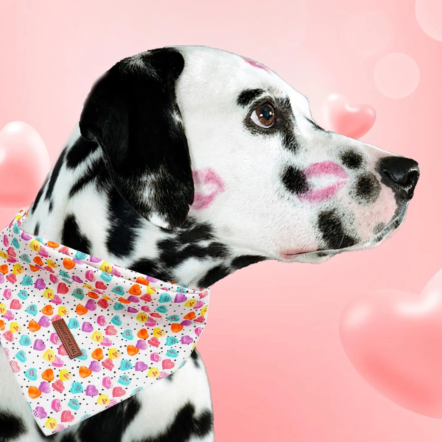 Elegant little tail Dog Bandana, Valentine's 1PC Washable Dog Scarf Female or Male Square Dog Bib Kerchief Scarf Adjustable Pet Bandana for Medium Large Dogs