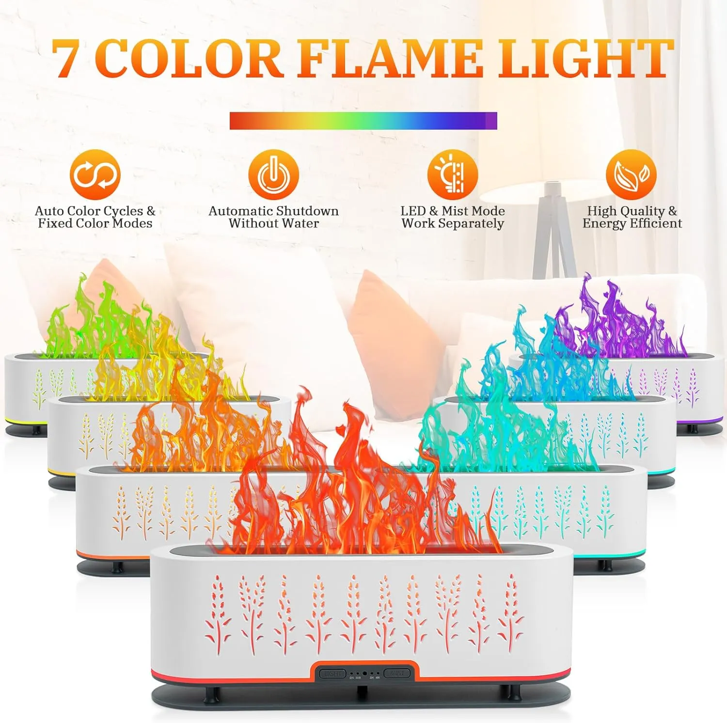 Essential Oil Diffusers, Flame Air Diffuser, 200ml Aromatherapy Diffuser with 2 Mist Mode 4 Timer Up & Waterless Auto-Off Protection for Bedroom Home, Office(White)