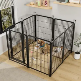 Expandable Outdoor Indoor Dog Playpen, Heavy Duty Iron Panels, Anti-Rust & Foldable, 40" Height, Black
