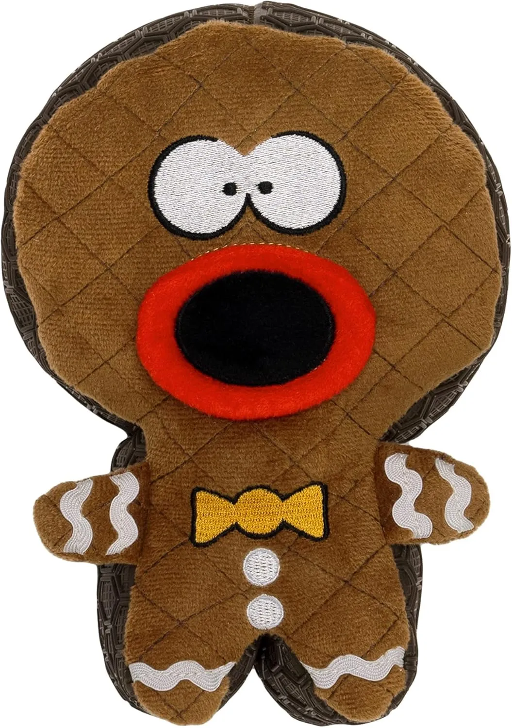 goDog Holiday Collection Mixed Materials TPE-Plush Gingerbread Man Squeaky Dog Toy, Chew Guard Technology - Brown, One Size