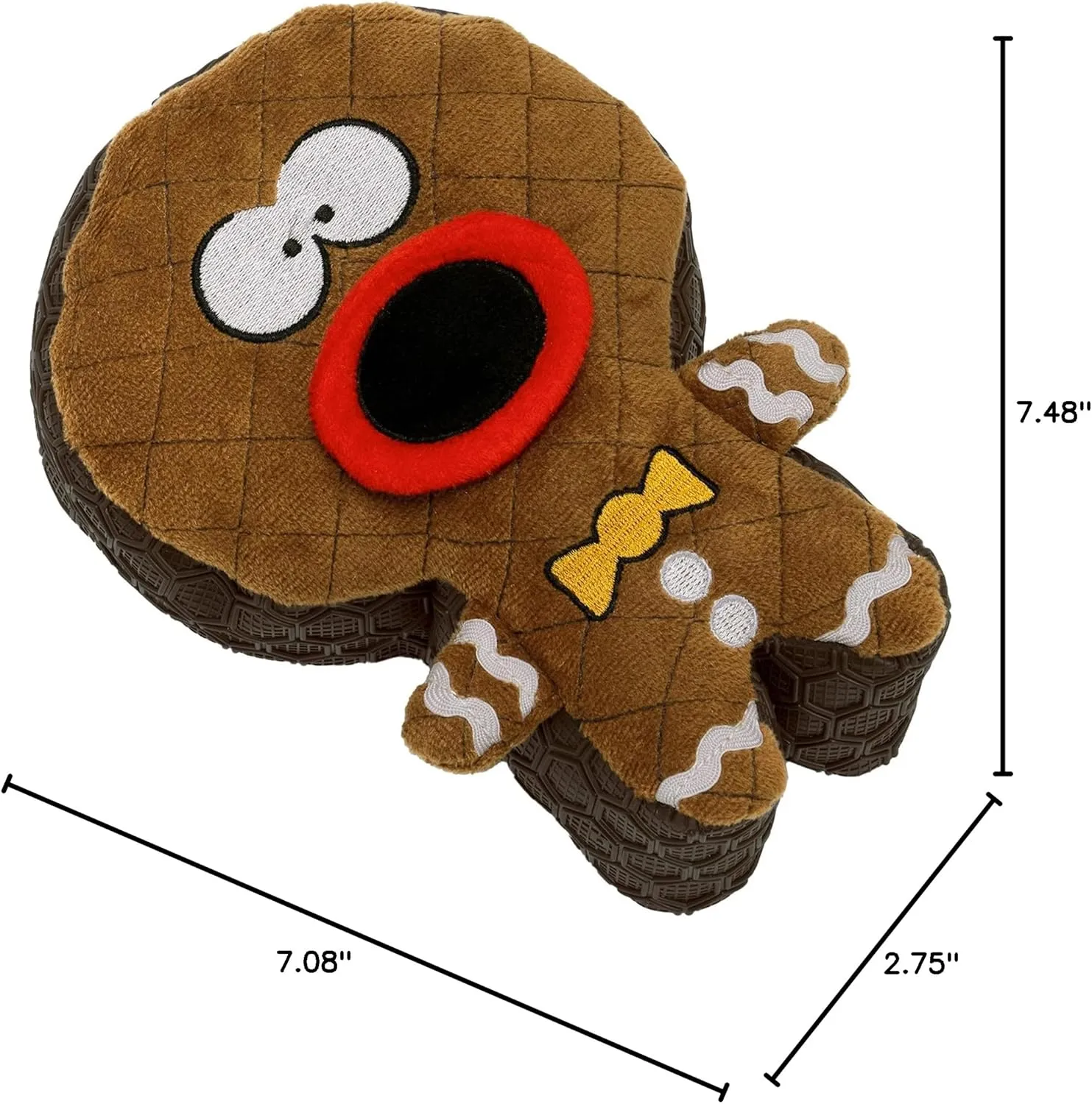 goDog Holiday Collection Mixed Materials TPE-Plush Gingerbread Man Squeaky Dog Toy, Chew Guard Technology - Brown, One Size
