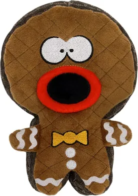 goDog Holiday Collection Mixed Materials TPE-Plush Gingerbread Man Squeaky Dog Toy, Chew Guard Technology - Brown, One Size