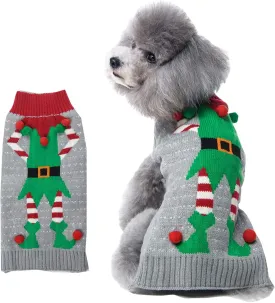 HAPEE Dog Xmas Sweaters - Red Nose Elk Puppy Clothes, Ugly Christmas Sweaters