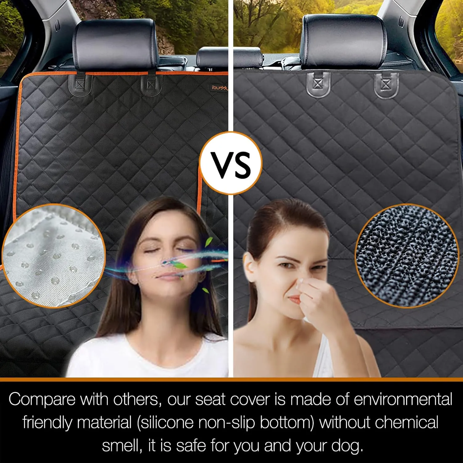 iBuddy Bench Cover for Car/SUV/Small Truck Waterproof Back Seat Protector for Kids and Dogs Without Smell Heavy Duty and Nonslip Pet Seat Cover for Dogs Machine Washable