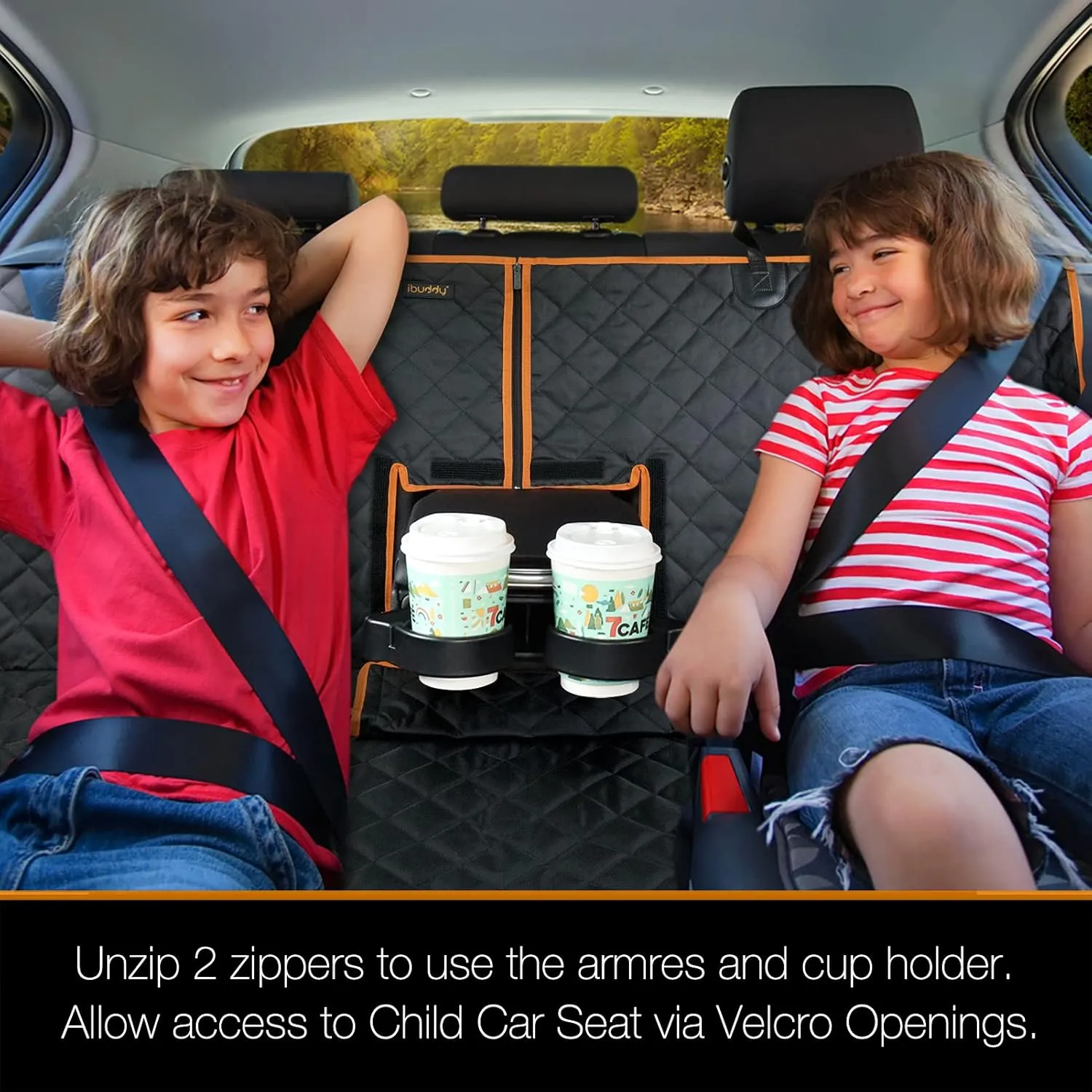 iBuddy Bench Cover for Car/SUV/Small Truck Waterproof Back Seat Protector for Kids and Dogs Without Smell Heavy Duty and Nonslip Pet Seat Cover for Dogs Machine Washable