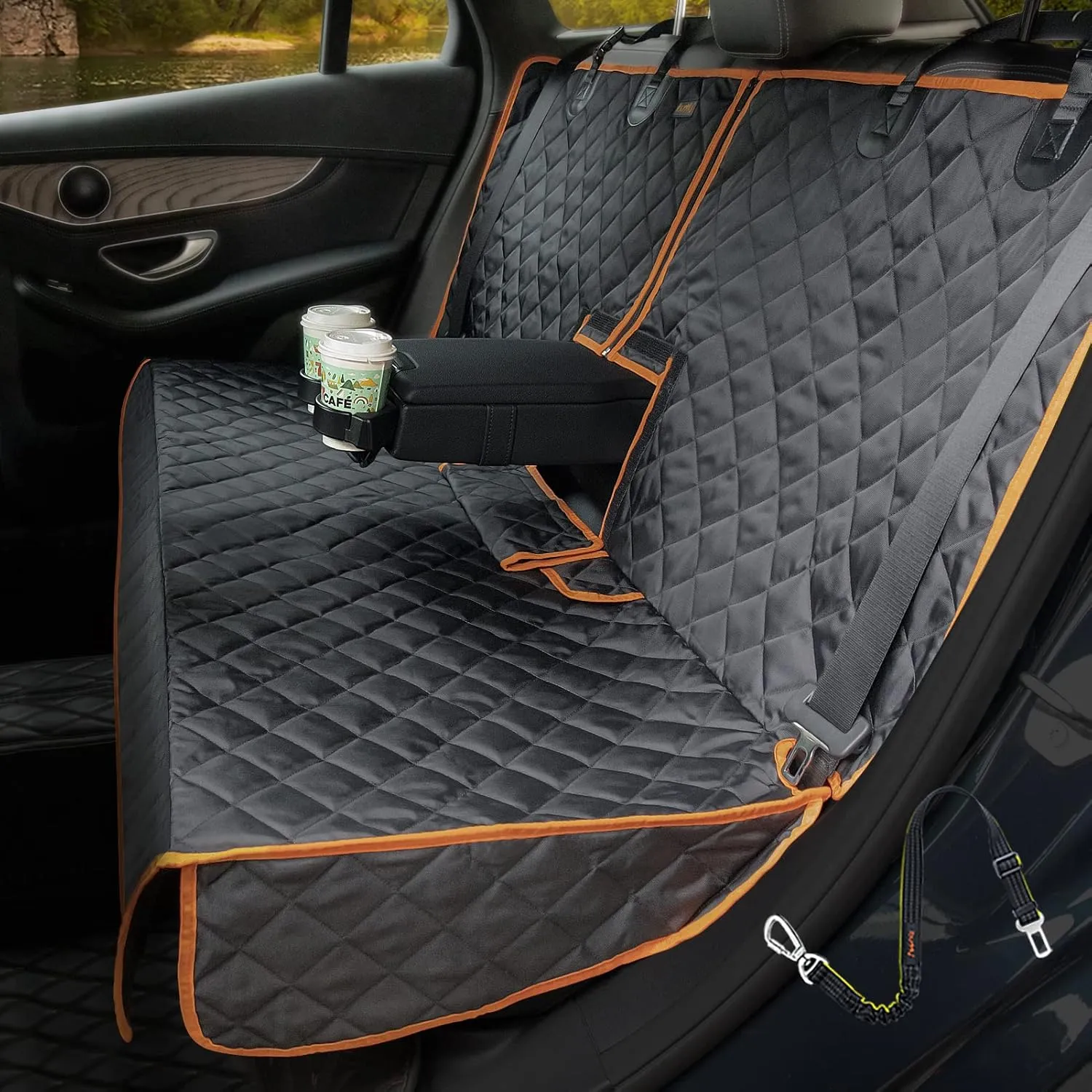 iBuddy Bench Cover for Car/SUV/Small Truck Waterproof Back Seat Protector for Kids and Dogs Without Smell Heavy Duty and Nonslip Pet Seat Cover for Dogs Machine Washable
