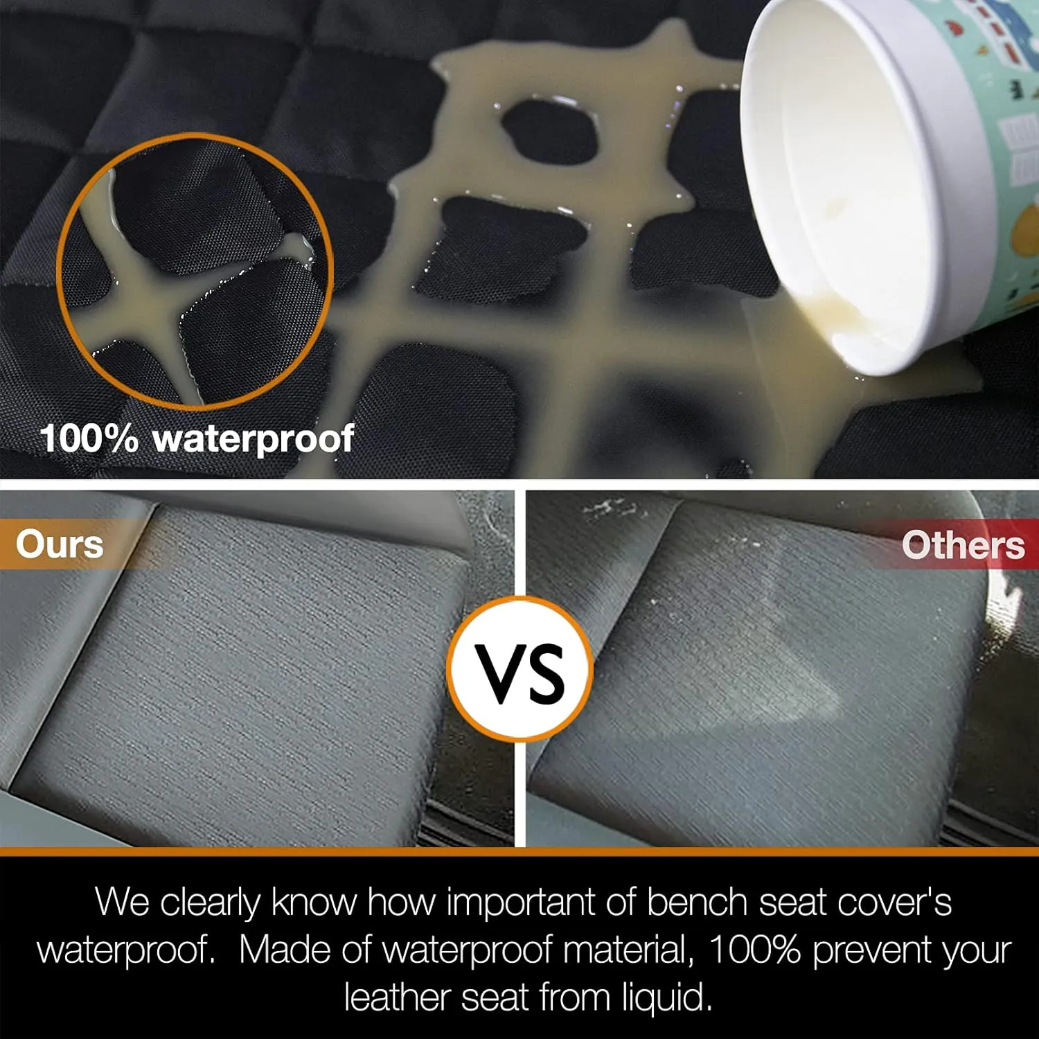 iBuddy Bench Cover for Car/SUV/Small Truck Waterproof Back Seat Protector for Kids and Dogs Without Smell Heavy Duty and Nonslip Pet Seat Cover for Dogs Machine Washable