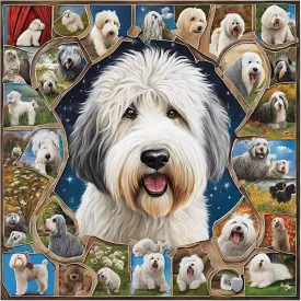 Jigsaw Puzzles for Adults 500 Pieces Old English Sheepdog Lucy Wooden Puzzle Challenging Educational Fun Family Holiday Activities Games Toys Gifts