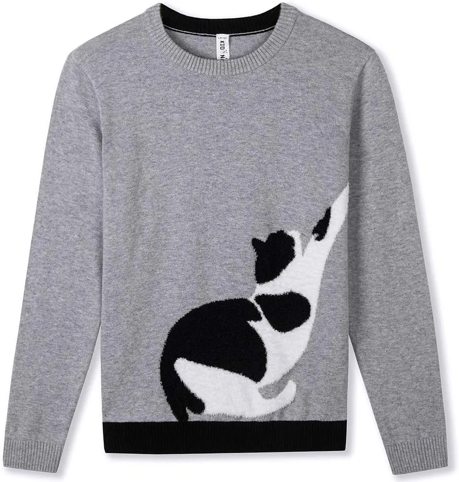 Kid Nation Girls Sweaters Cotton Cute Kids Sweater Crew Neck Holiday Pullover