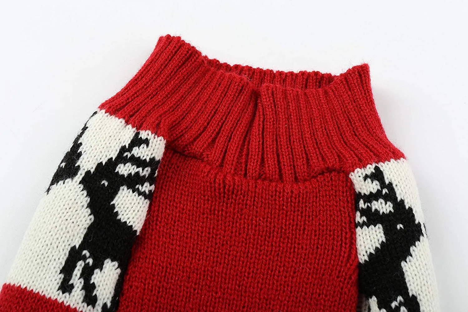 Lanyarco Ugly Christmas Dog Sweaters Vintage Knit Xmas Reindeer Holiday Festive Dog Sweater for Small Dogs, Male Female Girl Small (S) Back 12"