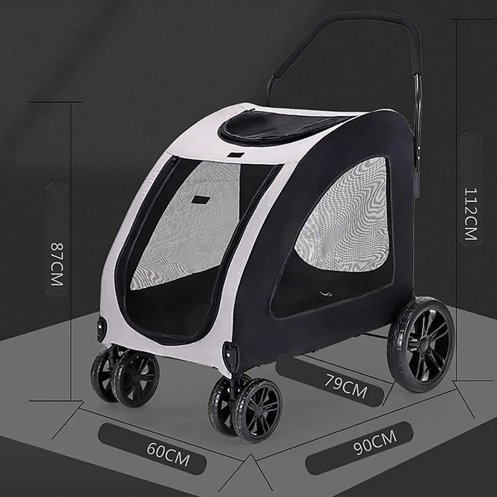 Large Pet Stroller Large Space Collapsible Dogs Trolley Cat and Dog Travel Stroller Suitable for Walking and Jogging 4 Wheels Pram Stroller (Blue)