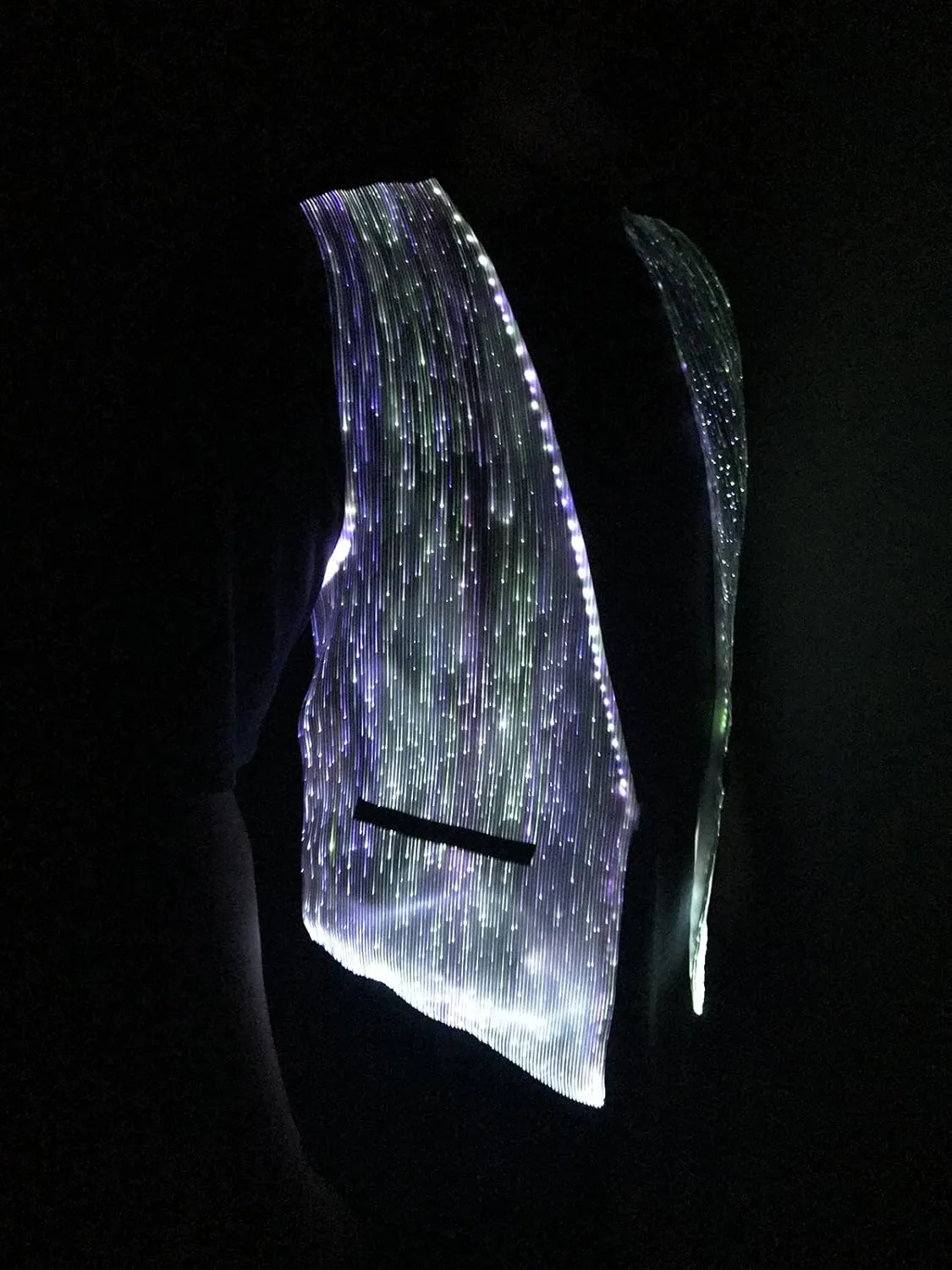 LED Fiber Optic Waistcoat Light up Vest for Men Fashion Glow in the Dark Luminous Vest,Mobile APP Control