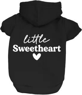 Little Sweetheart Valentine's Day Dog Hoodie Fleece Lined Pullover Sweatshirt with Leash Hole (Black, 6X-Large 1175)