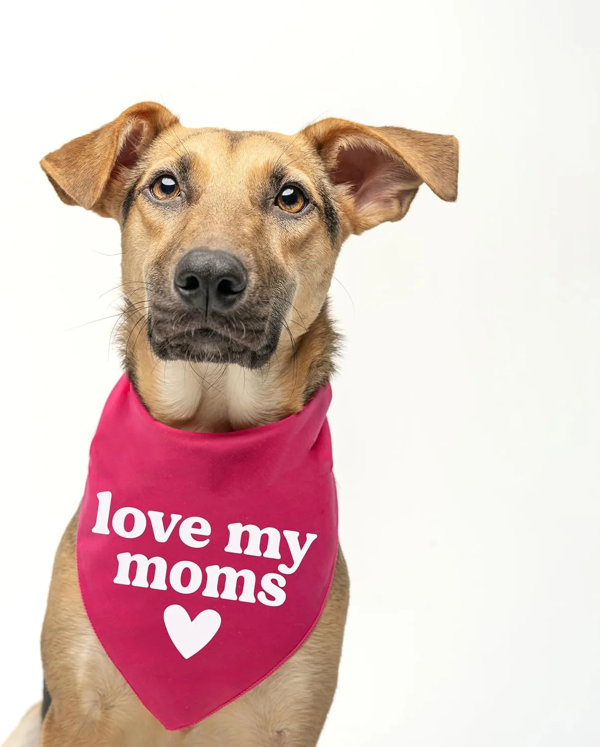 Love My Moms Mother's Day Dog Bandana | 100% Cotton Tie Dye Triangle | Made in USA | Pride Day | LGBTQ  | Rainbow | Parade | One Size | Sunset (743)