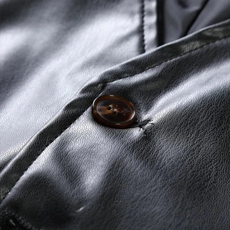 Men's Business Casual Single Breasted V Neck Leather Vest