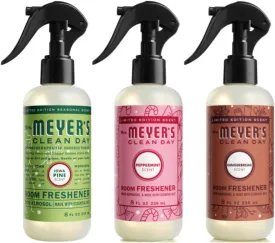 Mrs. Meyers Clean Day Room Freshener 3 Pack Variety Pack, Iowa Pine, Peppermint, Gingerbread, 8 Fl Oz Each, 1 CT