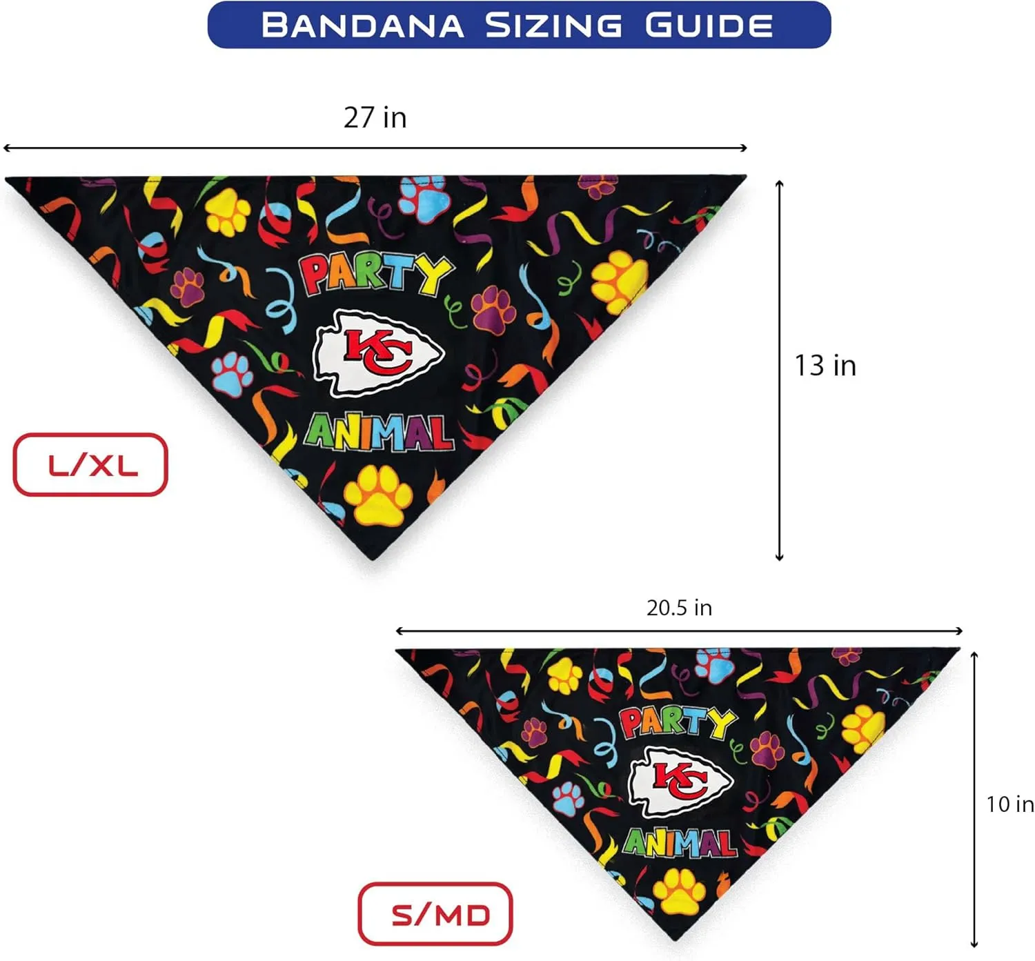 NFL Kansas City Chiefs Dog Birthday Party Set 8 pcs with 1 Football Bandana Large/X-Large, 1 Birthday Cake Toy & 6 B-Day Balloons, Dog Birthday Set, Costume, Fun Doggie Pawty Accessories