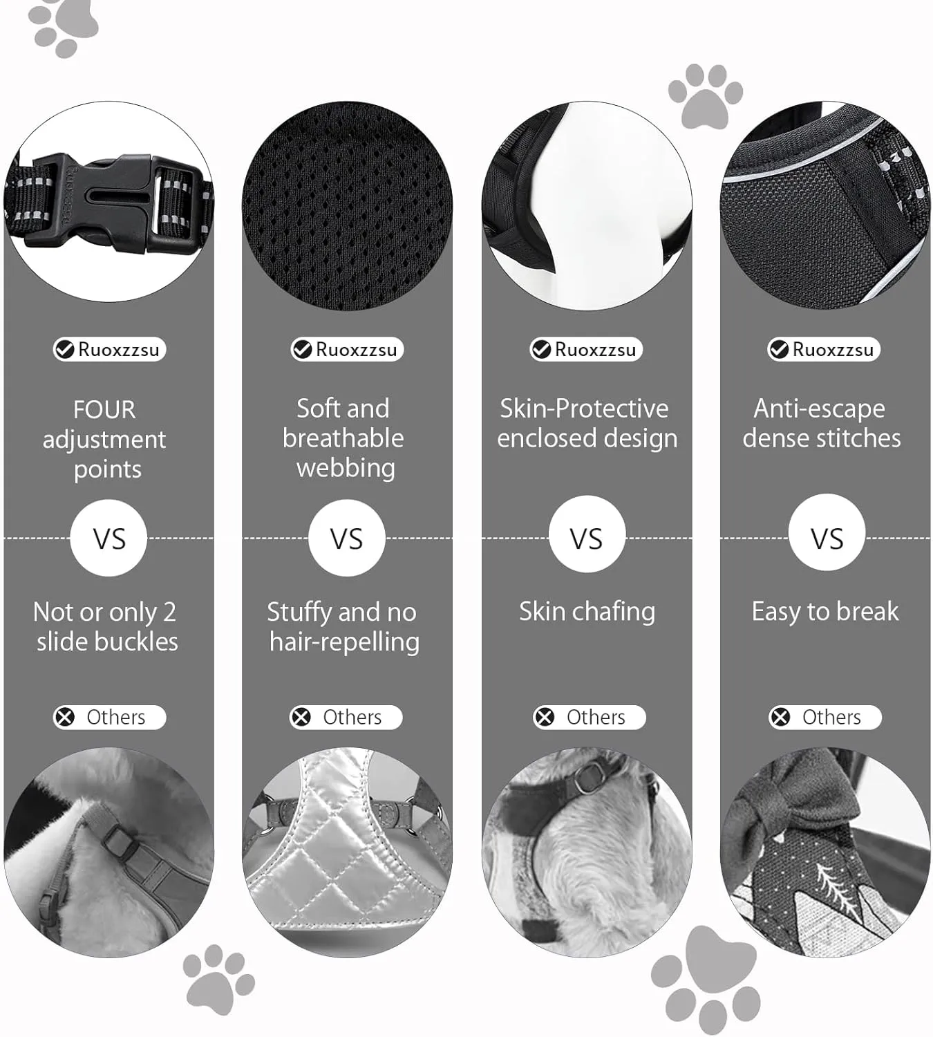 No Pull Dog Harness Release on Neck Reflective Adjustable No Choke Pet Vest with Front & Back 2 Leash Attachments Soft Control Training Handle for Small Medium Large Dogs